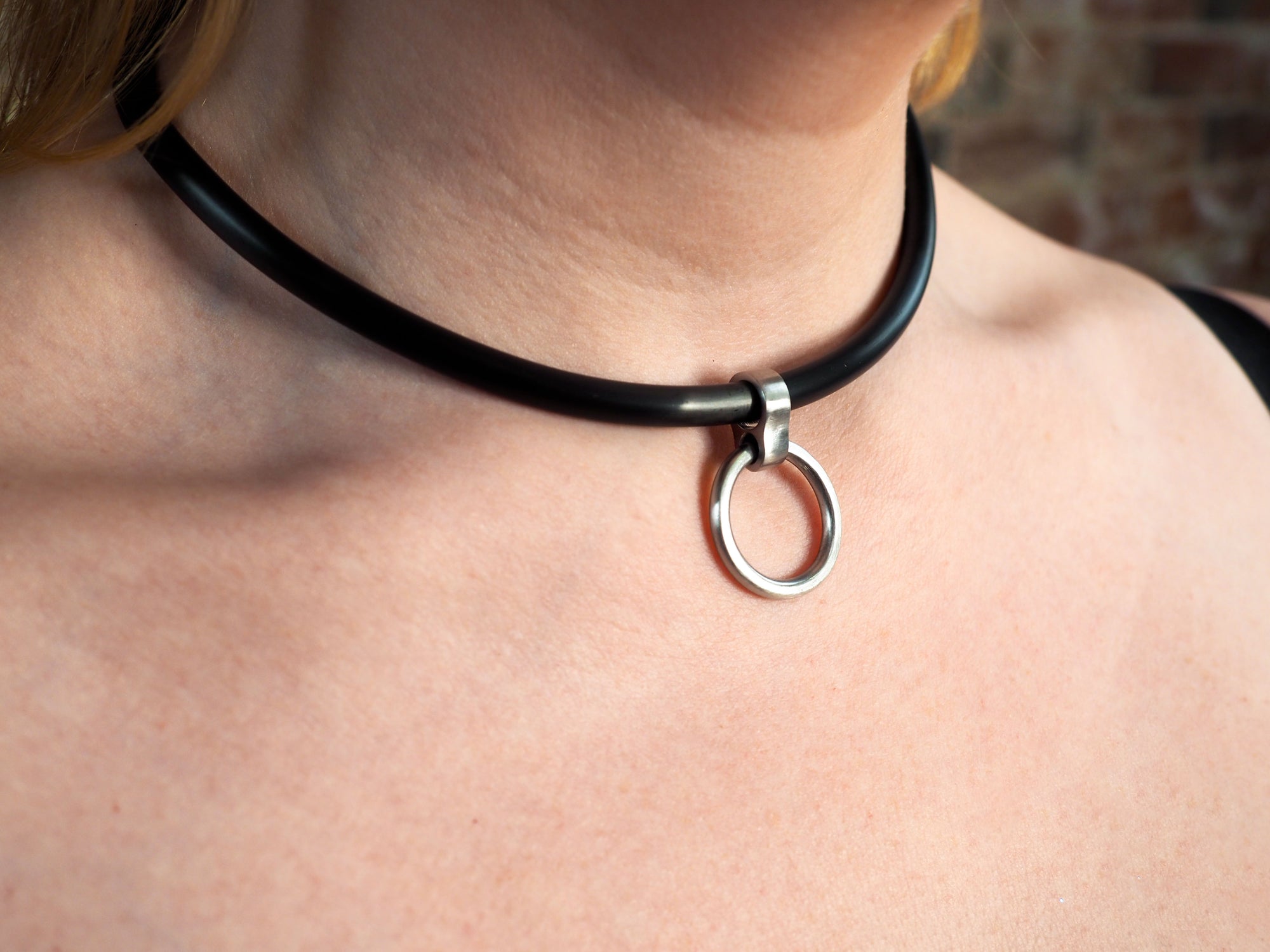 Curved 8mm Matte Black Stainless Steel Locking Eternity BDSM Slave Collar With Removable Ring- Available in Multiple Sizes