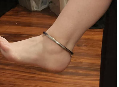 Redesigned - 8mm Polished Stainless Steel Locking Anklet, Locking Bracelet, Elliptical Anklet,  Sub Bracelet, Allen Drive Key,  Multiple Sizes Available