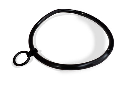 Curved 8mm Matte Black Stainless Steel Locking Eternity BDSM Slave Collar With Removable Ring- Available in Multiple Sizes
