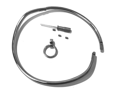 Petite 6mm Curved Stainless Steel Jewelry Bondage Collar with Single Ring (Multiple Sizes 14"-19") - BDSM Collar