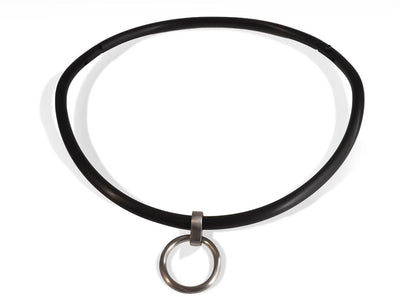 Curved 6mm Matte Black Stainless Steel Locking Eternity BDSM Slave Collar With Removable Ring- Available in Multiple Sizes