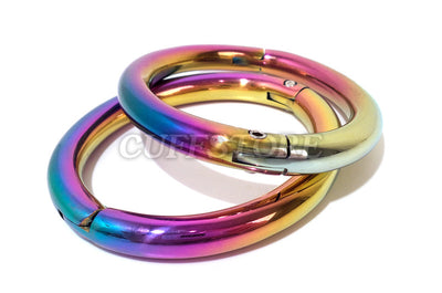 Elliptical 8mm Rainbow Handcuffs Wrist Fetish Bracelet Cuffs Multiple Sizes Available