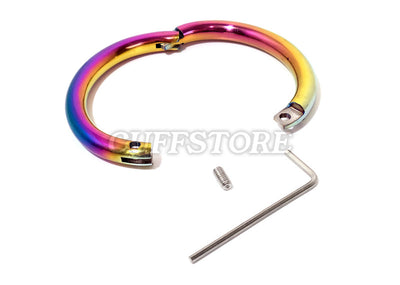 Elliptical 8mm Rainbow Handcuffs Wrist Fetish Bracelet Cuffs Multiple Sizes Available