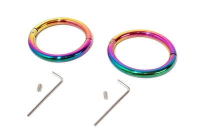 Elliptical 8mm Rainbow Handcuffs Wrist Fetish Bracelet Cuffs Multiple Sizes Available