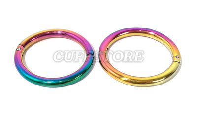 Elliptical 8mm Rainbow Handcuffs Wrist Fetish Bracelet Cuffs Multiple Sizes Available