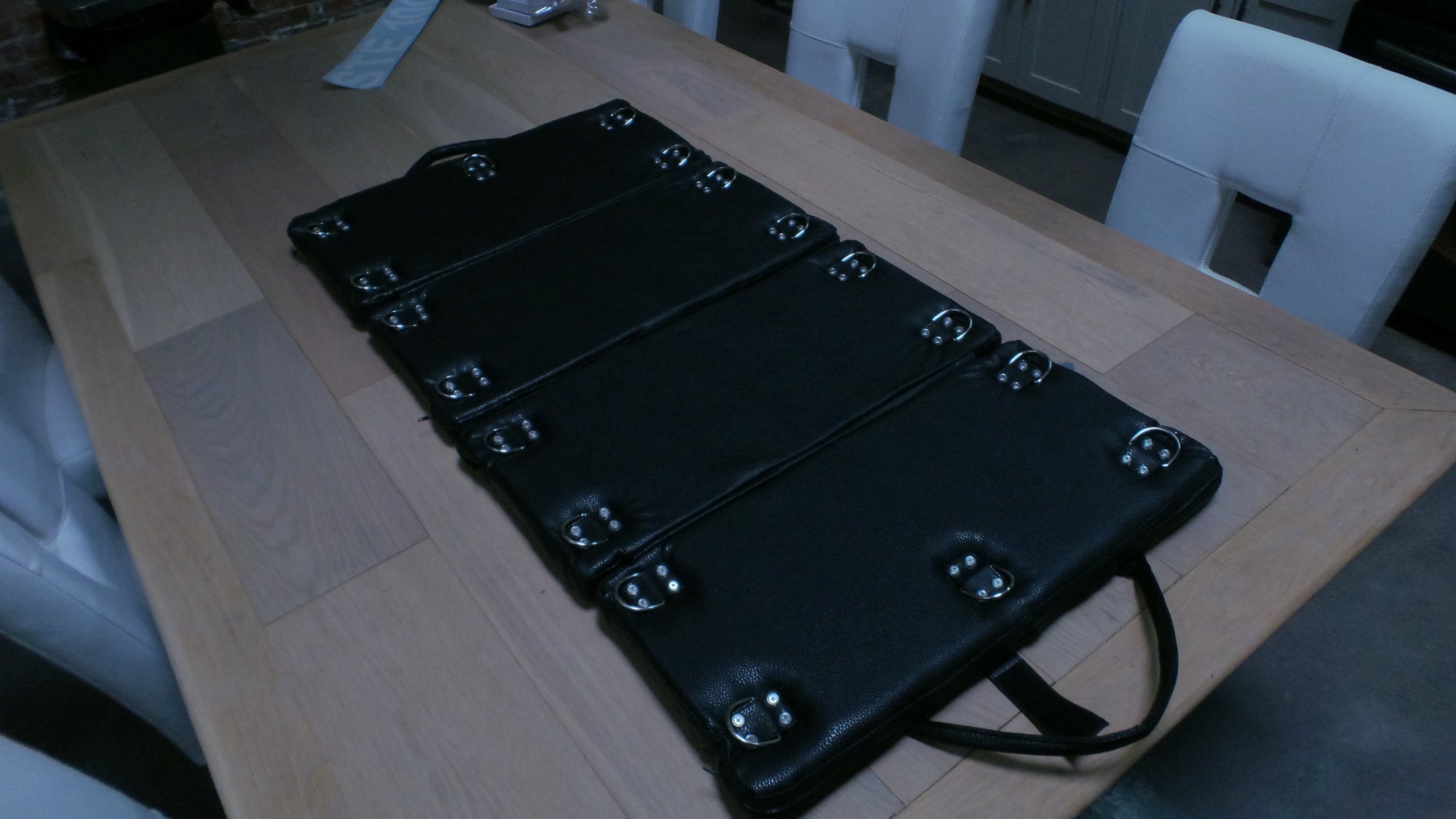 Fold Up Bondage Board Table Black with D Rings