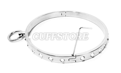 Stainless Steel Single Ring White Crystal Bondage Collar 2033-WC