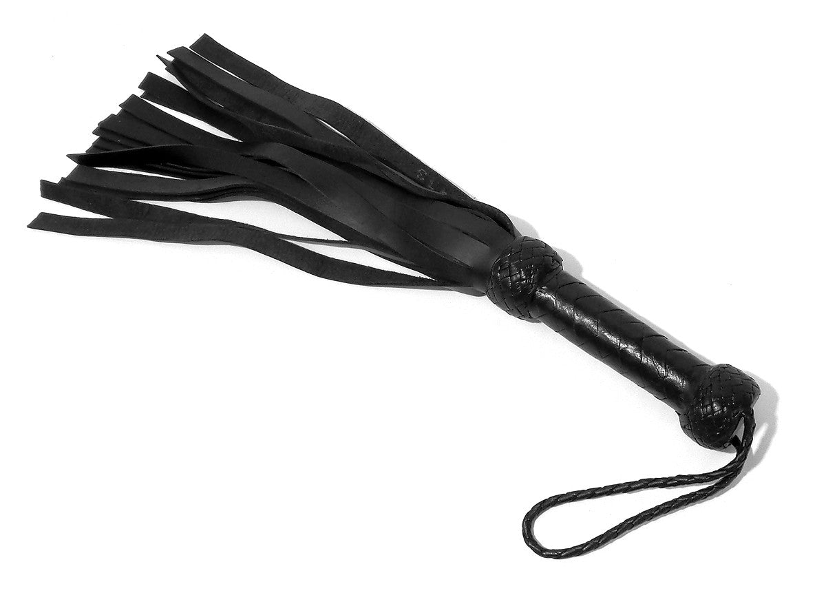 Black Leather 20 Tail Tassel Flogger Fetish Whip