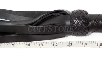 Black Leather 20 Tail Tassel Flogger Fetish Whip