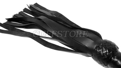 Black Leather 20 Tail Tassel Flogger Fetish Whip