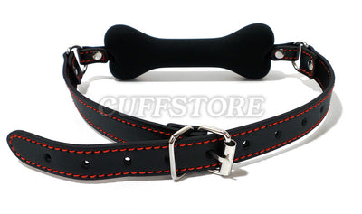 Bondage Silicone Dog Bone Mouth Gag Harness 2051-CS - Available Colors: Black, Pink & Red