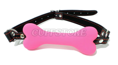 Bondage Silicone Dog Bone Mouth Gag Harness 2051-CS - Available Colors: Black, Pink & Red