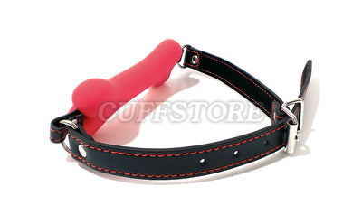 Bondage Silicone Dog Bone Mouth Gag Harness 2051-CS - Available Colors: Black, Pink & Red