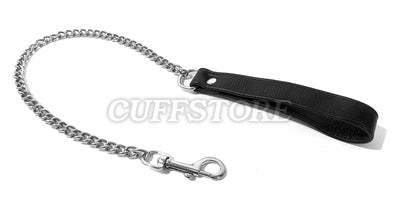 Hook Chain Leash with Leather Handle for Bondage Collars Restraints