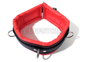 Red-Lined Black Collar with Chain Leash