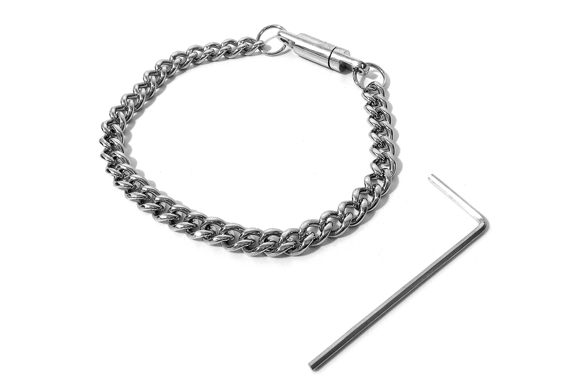 Locking Bondage Chain Bracelet or Anklet Cuff Restraint with Key Locking Bracelet Multiple Sizes