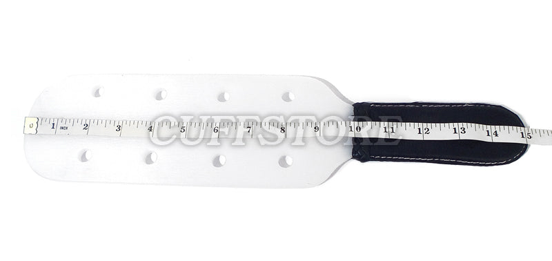 Unbreakable White Teflon Plastic Spanking Paddle with Holes - Cuffstore