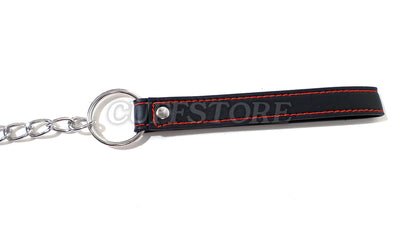 Lockable Bondage Collar with Chain Leash - Adjustable