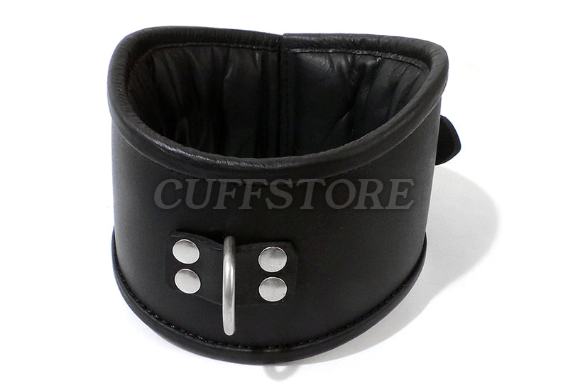 Padded Leather Posture Collar with Padlock 2 Heights