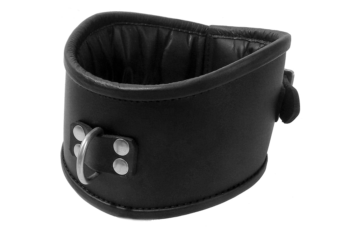 Padded Leather Posture Collar with Padlock 2 Heights - Cuffstore