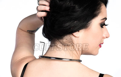 Curved Stainless Steel Bondage Collar with Single Ring Multiple Sizes Satin or Polished Finish