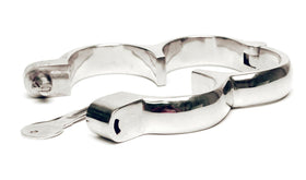 Front view of the open Irish-8 leg irons with key