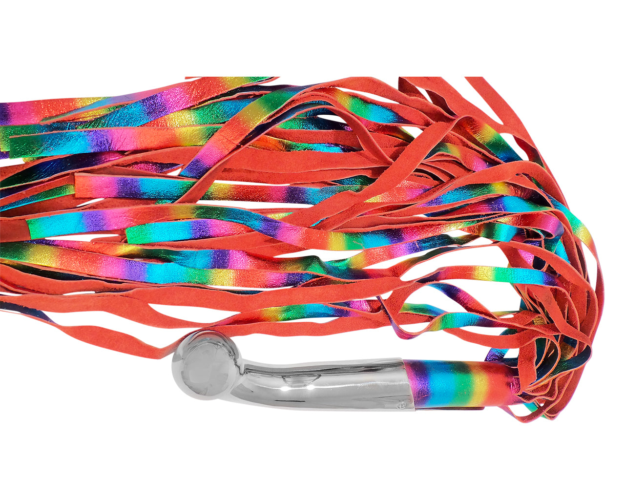 Rainbow Suede Flogger with Polished Insertable Handle