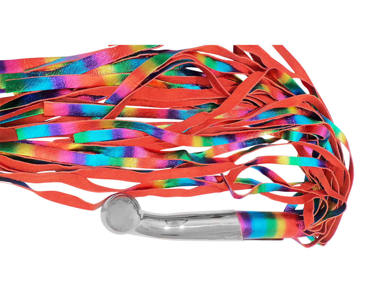 Rainbow Suede Leather BDSM Bondage Flogger 35 Tails With Stainless Steel Insertable Handle