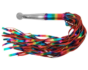 Rainbow Suede Flogger with Polished Insertable Handle