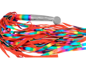 Rainbow Suede Flogger with Polished Insertable Handle