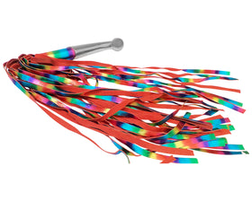 Rainbow Suede Flogger with Polished Insertable Handle