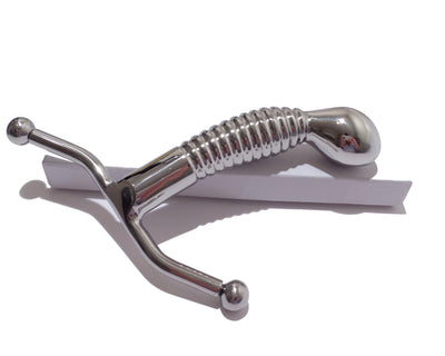 Ribbed G-Spot / P-Spot Stimulator - Stainless Steel Prostate Massager