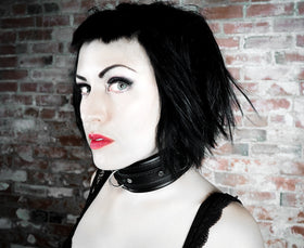 Black Padded Collar with Red Lining & Leash