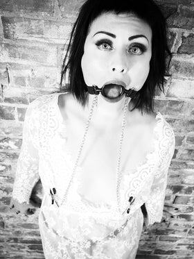 Lockable Silicone Ring Gag with Nipple Clamps