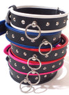 Lockable Colored Leather Studded Bondage Collar