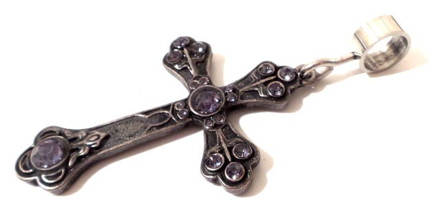 Purple Stone Cross Collar Pendant