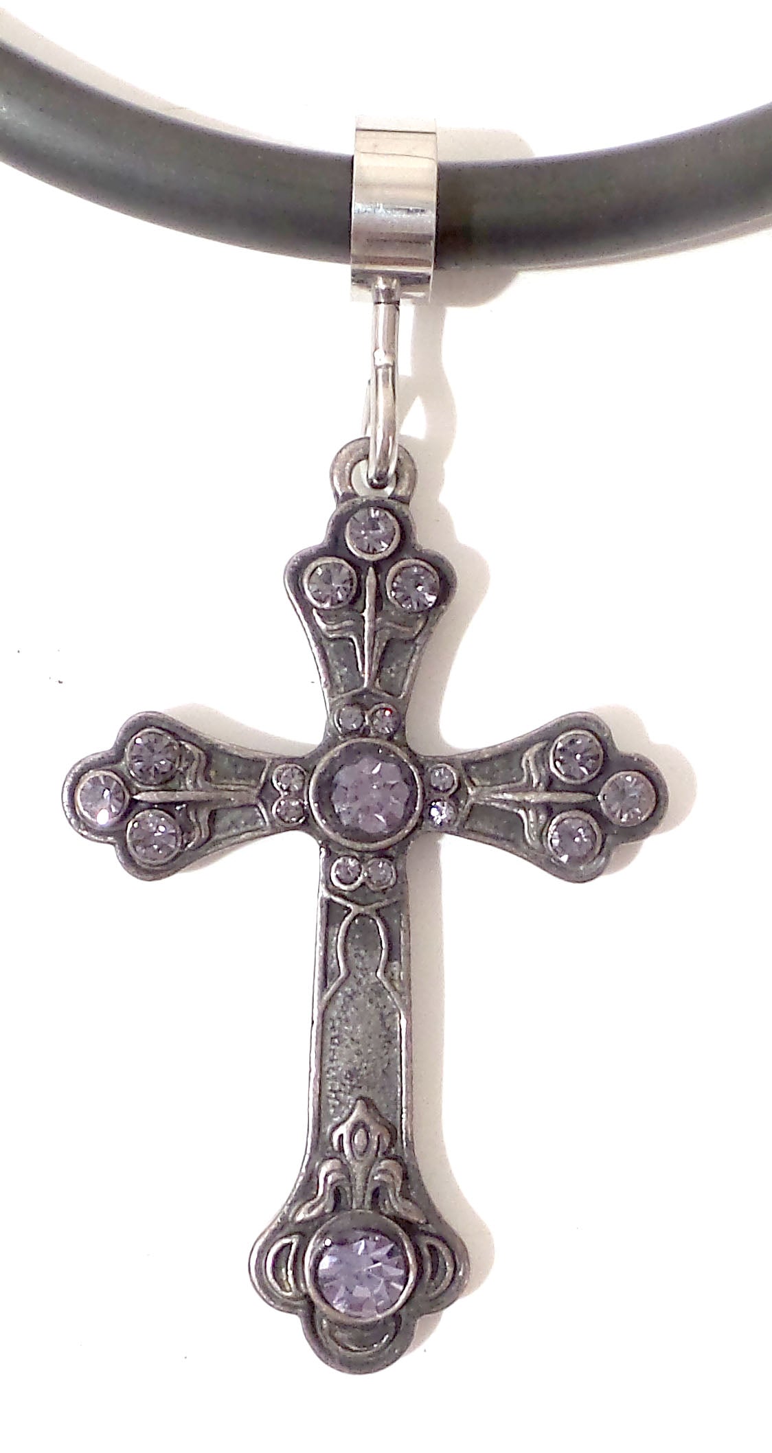 Purple Stone Cross Pendant for 6mm and 8mm collars