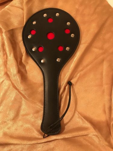 Red Circle-Inlay Leather Paddle