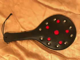 Red Circle-Inlay Leather Paddle