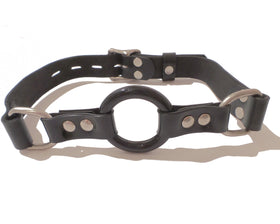 Lockable Leather Harness Open-Mouth Ring Gag
