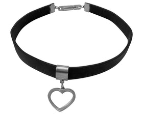 Silver Heart | Locking Leather Choker