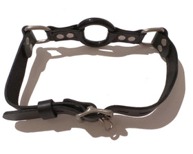Lockable Leather Harness Open-Mouth Ring Gag