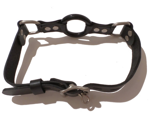 Lockable Leather Harness Open-Mouth Ring Gag