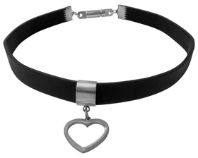 Silver Heart | Locking Leather Choker