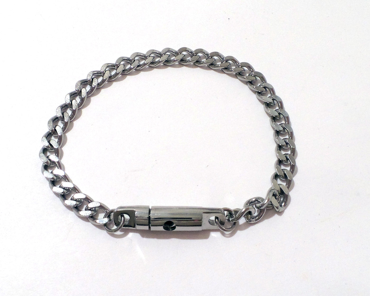 Polished Stainless Locking Chain Bracelet or Anklet