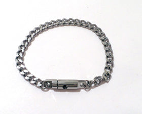 Polished Stainless Locking Chain Bracelet or Anklet