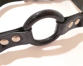 Lockable Leather Harness Open-Mouth Ring Gag