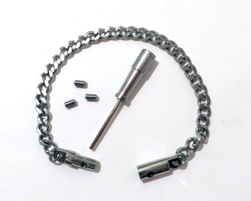Polished Stainless Steel Locking Chain Bracelet or Anklet