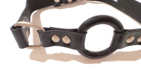 Lockable Leather Harness Open-Mouth Ring Gag