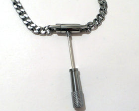 Polished Stainless Locking Chain Bracelet or Anklet